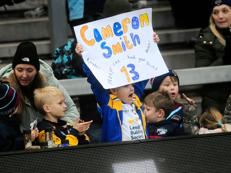 A young fan shows his support.