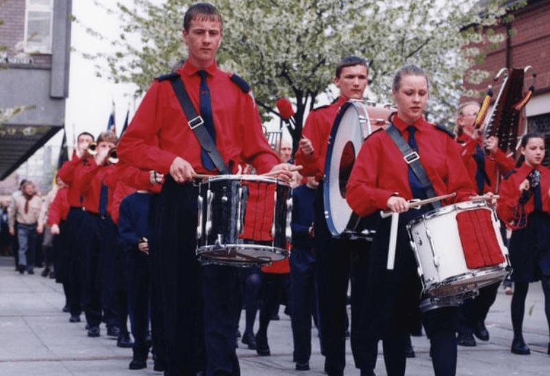 The St George's Day Parade gets under way outside South Shields Central Library. Remember this?