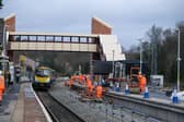 The new footbridge at Dore & Totley station in Sheffield. It is part of the £145m Hope Valley railway line upgrade which will enable more fast trains to run between Sheffield and Manchester