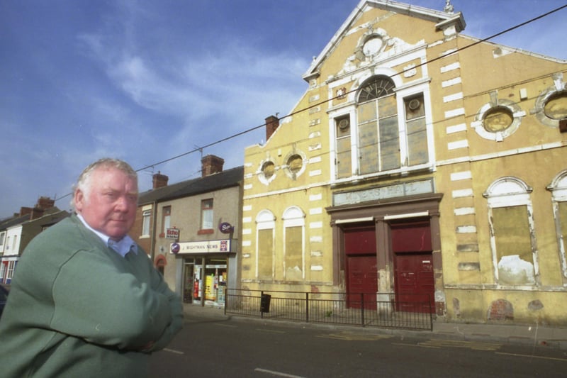 Councillor John Donnelly outside Silksworth Miners Hall, in 2000 after residents complained about its state of repair. 