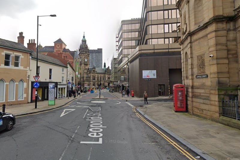 The fourth-highest number of reports of offences that took place in Sheffield in December 2023 were made in connection with incidents that took place on or near Leopold Street, Sheffield city centre, with 26