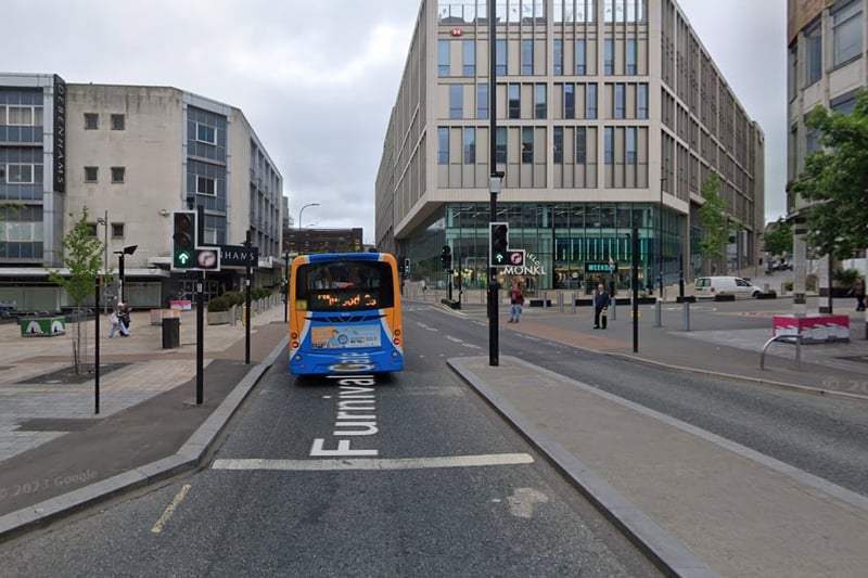 The seventh-highest number of reports of offences that took place in Sheffield in December 2023 were made in connection with incidents that took place on or near Furnival Gate, Sheffield city centre, with 20