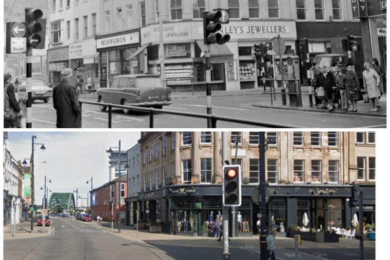 Mackies Corner in two views - one from the Echo archives in 1973 and the other in 2023 courtesy of Google Maps.