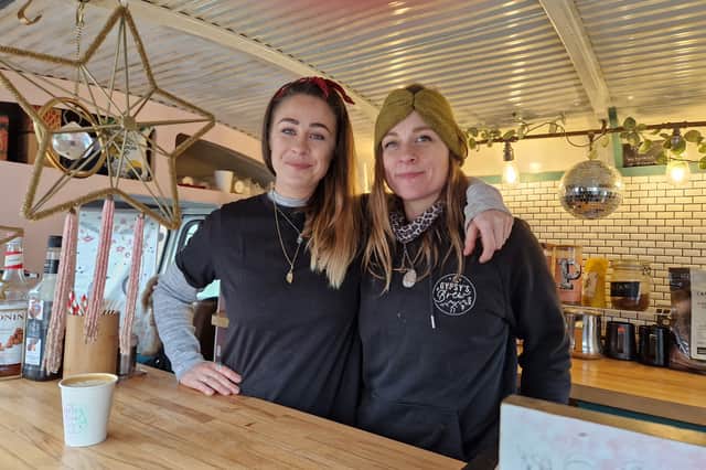 Rhiannon and Bianca Silcock-Randle behind the counter at their Gypsy's Brew van. Picture: David Kessen, National World