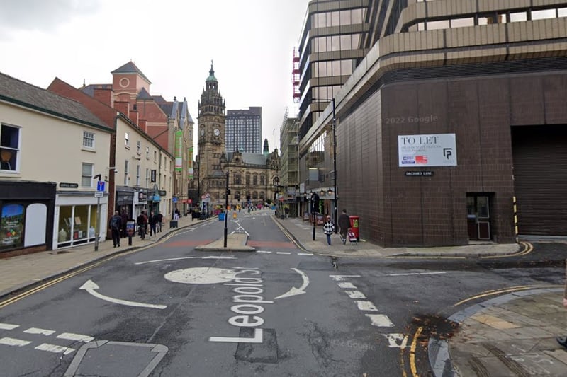 The joint fifth-highest number of reports of violence and sexual offences in Sheffield in December 2023 were made in connection with incidents that took place on or near East Parade, Sheffield city centre, with 9		