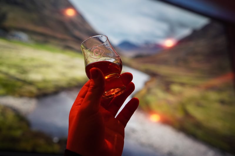 Getting immersed with scenes of rural Scotland accompanied by Scotland's traditional dram