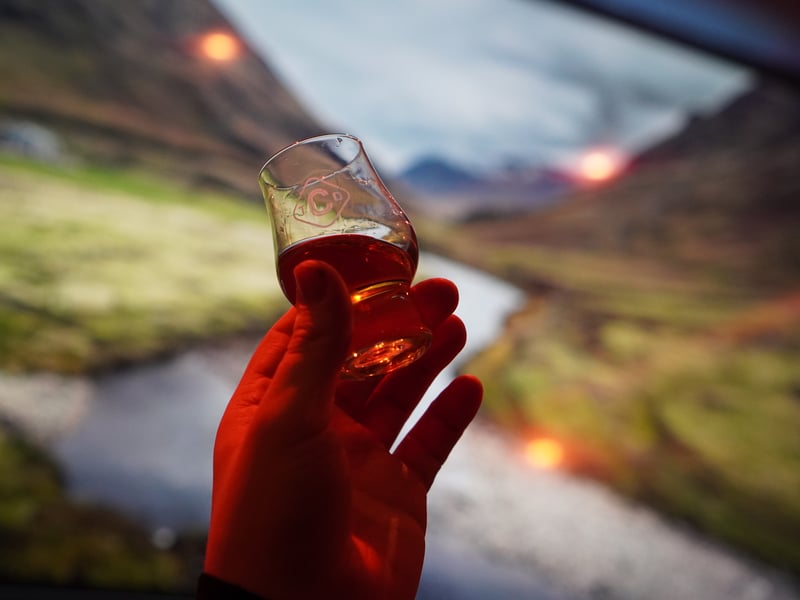 Getting immersed with scenes of rural Scotland accompanied by Scotland's traditional dram