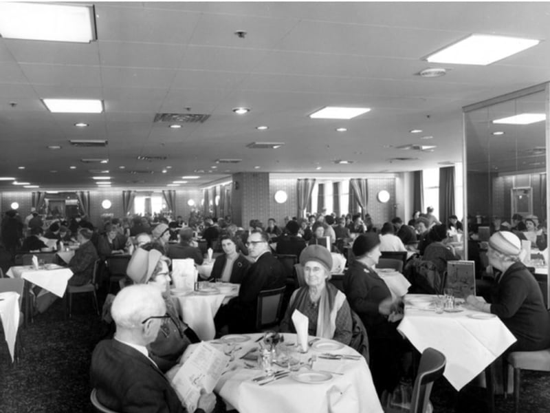 The restaurant at John Walsh on High Street, Sheffield city centre, in 1968