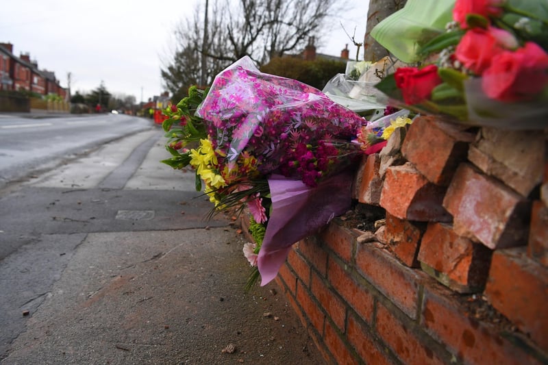 Floral tributes were left at the scene of the tragedy the following day.