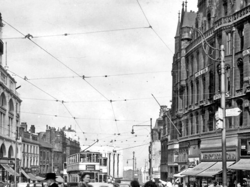 High Street, Sheffield city centre, pictured some time between 1920 and 1939