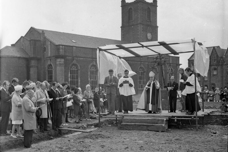 The Bishop of Durham Dr Ian Ramsey visited Sunderland in June 1971.
He was there to conduct a service and lay the foundation stone of the St John's Church of England Primary School, which was being built in Prospect Row. 
Tell us if you were there.