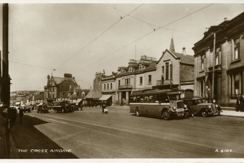 A view of the town cross in Airdrie town centre back in the early/mid 20th century
