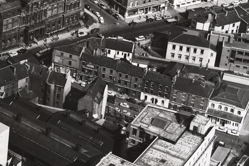 An aerial view of the street in 1964.