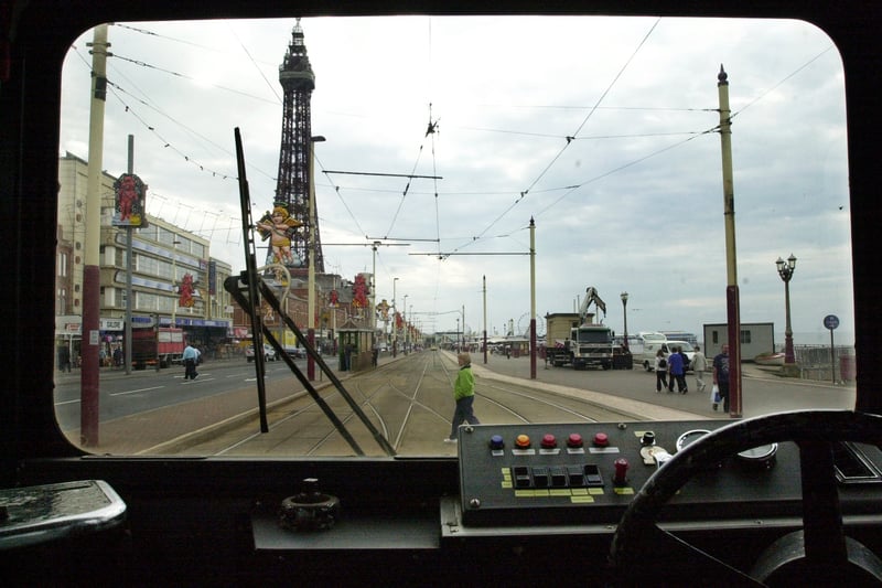 A view from the inside of a tram cabin
