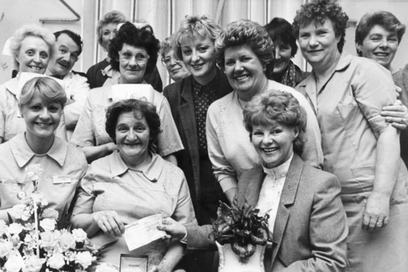 Mary Ellen Edwards was pictured with friends as she retired from South Shields Hospital after 26 years as a nursing auxiliary. Is there someone you know in the photo?