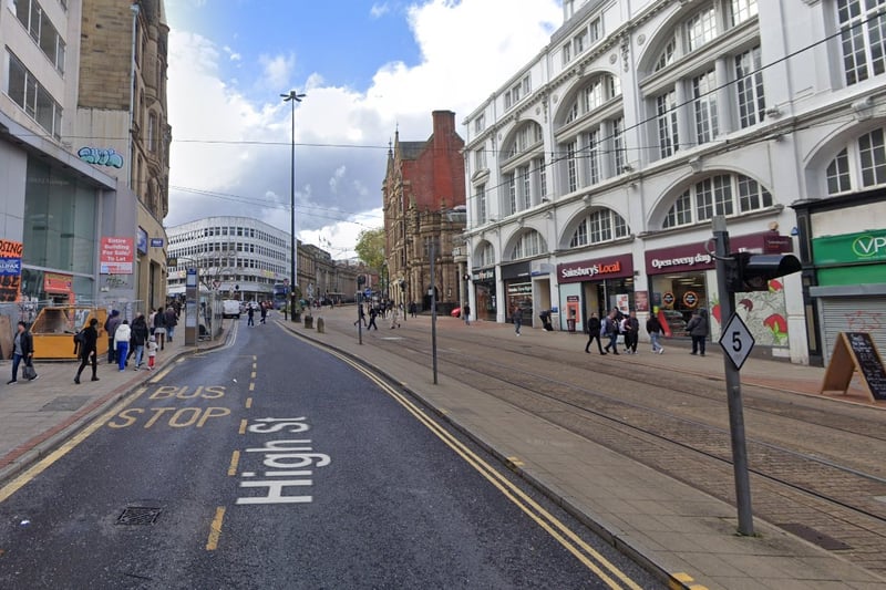 The joint second-highest number of reports of antisocial behaviour in Sheffield in December 2023 were made in connection with incidents that took place on or near High Street, Sheffield city centre, with 7	