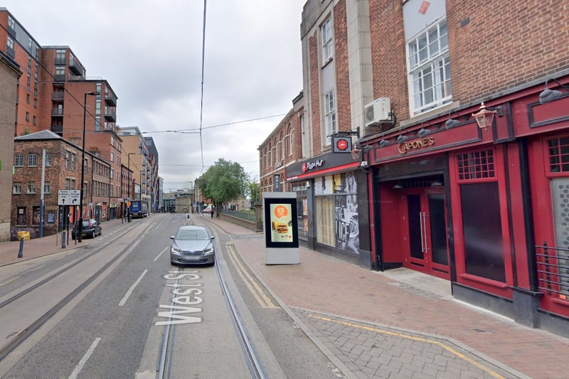 The joint fourth-highest number of reports of antisocial behaviour in Sheffield in December 2023 were made in connection with incidents that took place on or near West Street, Sheffield city centre, with 4