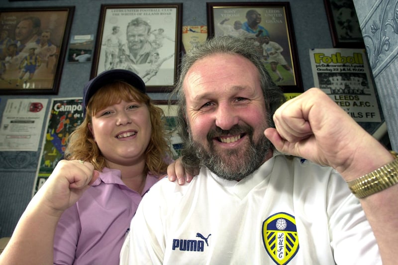 Kippax's own Gary Edwards was nominated as Leeds United's supporter of the season by his daughter Vicky. Pictured in June 2000.