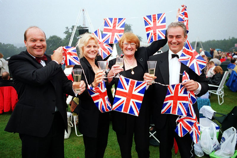 Enjoying The Last Night of the Proms at Harewood House in August 2000 are, from left, Mike Lampkowski, Ann Lampkowski, Mary Carter, Steven Parker, all members of Kippax Amateur Operatic Society.