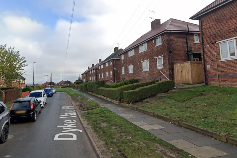 The joint fourth-highest number of reports of antisocial behaviour in Sheffield in December 2023 were made in connection with incidents that took place on or near Dyke Vale Place, Hackenthorpe, with 4