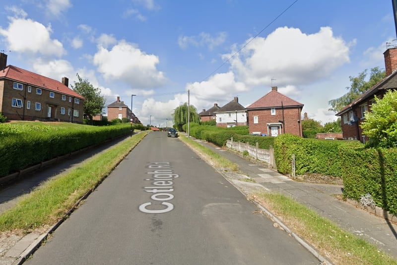 The joint third-highest number of reports of antisocial behaviour in Sheffield in December 2023 were made in connection with incidents that took place on or near Cotleigh Road, Hackenthorpe, with 5