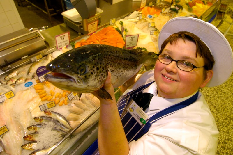 This is  fishmonger Carol Alexander, who worked for Morrisons at its Bramley store. Pictured in December 2007.