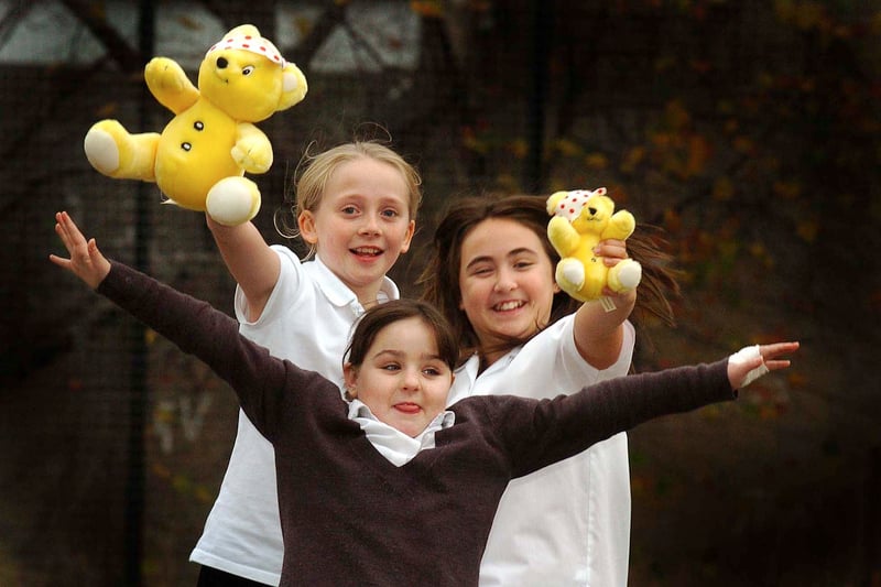 Pupils and parents at Raynville Primary School took part in a wake up and shake up exercise class in November 2007 to raise money for Children in Need.
Pictured are Tori Craven, front, with Amy Bell and Rebecca Grant.