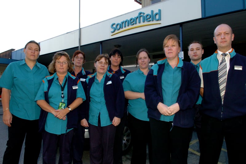 Staff at Somerfield supermarket's Bramley Shopping Centre store. Pictured after its planned closure was announced in October 2007.