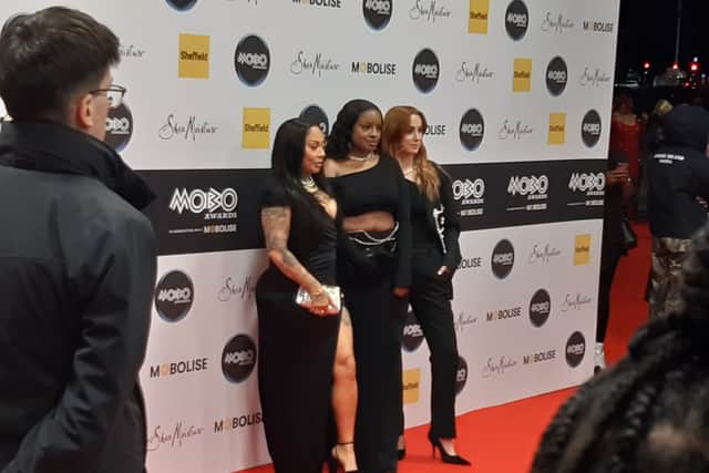 The Sugababes on the red carpet earlier tonight.