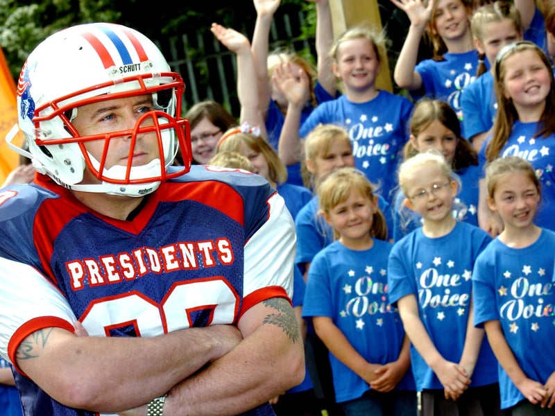 Lee Lamb from the DC Presidents American football club.
He was at the official launch of the Sunderland Festival which had a theme of Americana in 2011.