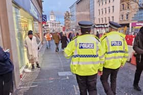 South Yorkshire Police numbers have fallen since the end of a Government recruitment drive, show figures.  File picture shows officers patrolling Sheffield city centre. Picture: David Kessen, National World
