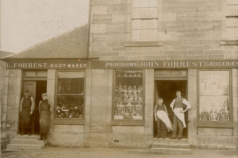 A look back at Shotts in the early 20th century, the Forrest's ran both a bootmaker and grocery shop side-by-side.