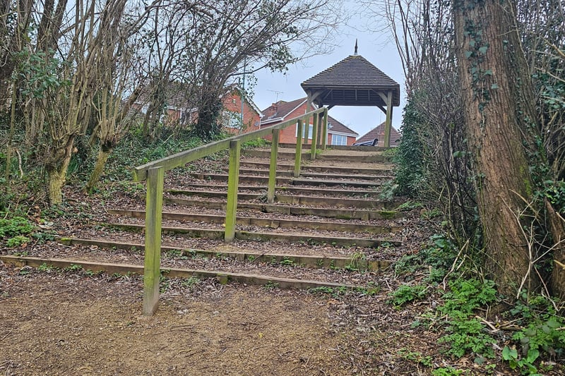 The steps lead to a shelter by Quarry Way.
