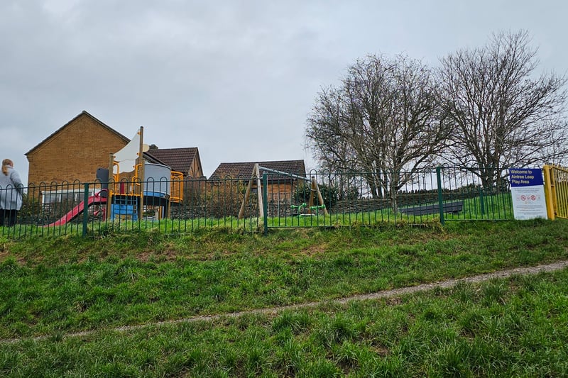 Located near Aintree Drive, the play area includes slides, swings and climbing areas.
