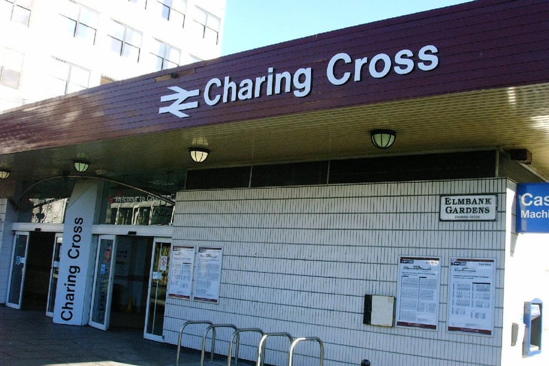 Charing Cross was the fourth busiest train station in Glasgow with 1,310,006 entries and exits. Glasgow Queen Street was the highest ranking origin / destination point with 97,996 tickets sold between the two stations.