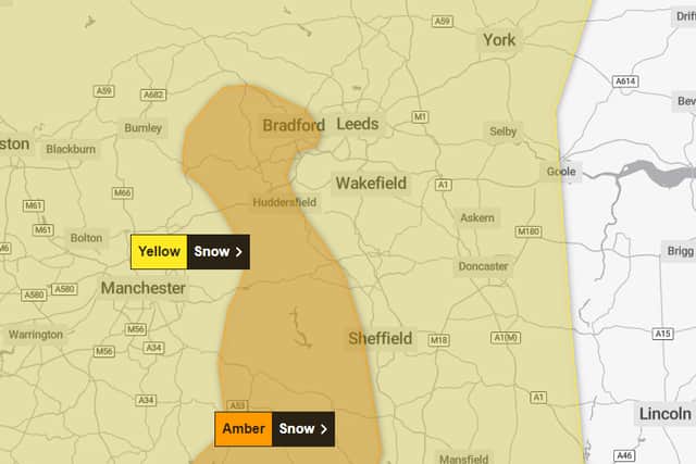 A 24-hour yellow warning is in place across Leeds and West Yorkshire. Picture by Met Office