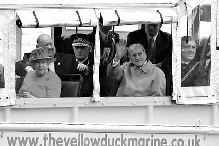 Queen Elizabeth II and Prince Phillip onboard.