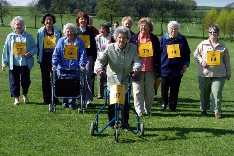 April 2006 and Bramley Elderly Action Group practice for the Leeds Half Marathon with 97-year-old  Mary Cox leading from the front.