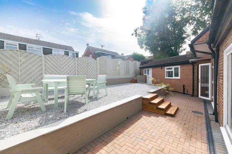 The area is a great sun trap ideal for enjoying long hours in the warmth. There is also a covered side patio leading to the gym and utility room.