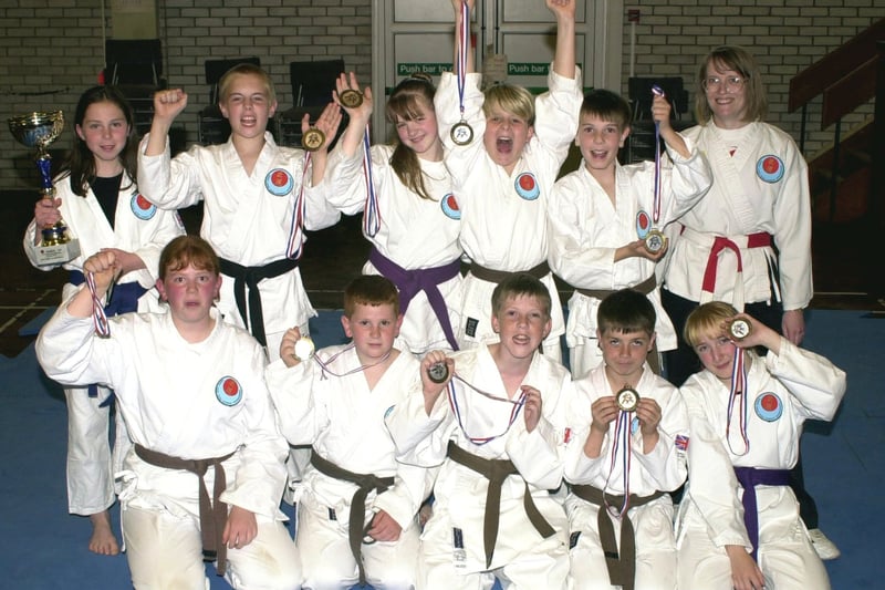 Children From The North West Judo Centre
Back left  Yvonne Bowd 13 Gold, Richard Teague 14 Silver 
Nikki Higginbottom 15 Silver, Micky Taylor 12 Silver, Ryan McGuire 10 Silver , Norma Whitehead Team Coach 
Front Left Alex Wilson 14  Bronze , Greg Wilson  11 4th, Karl Gill 13  4th, Russ Hambleton 13  4th,  Danielle Thompson  13   silver .  Pic By Dave Nelson 