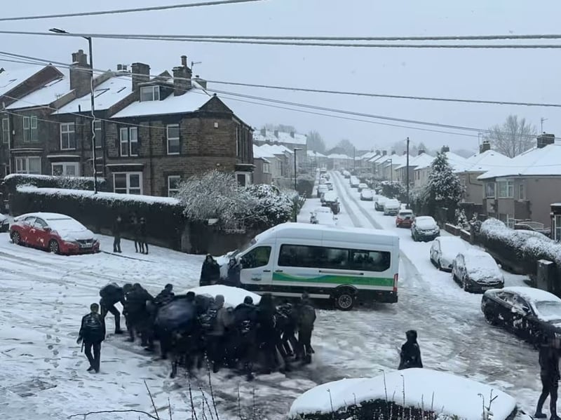 This heartwarming footage captures the moment kind-hearted students came to the aid of a driver stuck in the snow, which caused chaos across Sheffield.
The time-lapse video shared by Jessica Salazar on the Norfolk Park, Sheffield Facebook group shows motorists struggling in the treacherous conditions at the top of Granville Road. The young people were hailed on social media as an 'absolute credit' to their parents and to All Saints Catholic High School and The Sheffield College. (February 8, 2024 - full story: https://www.thestar.co.uk/news/sheffield-snow-granville-road-norfolk-park-video-captures-moment-schoolchildren-come-to-the-aid-of-driver-stuck-in-snow-4511873)