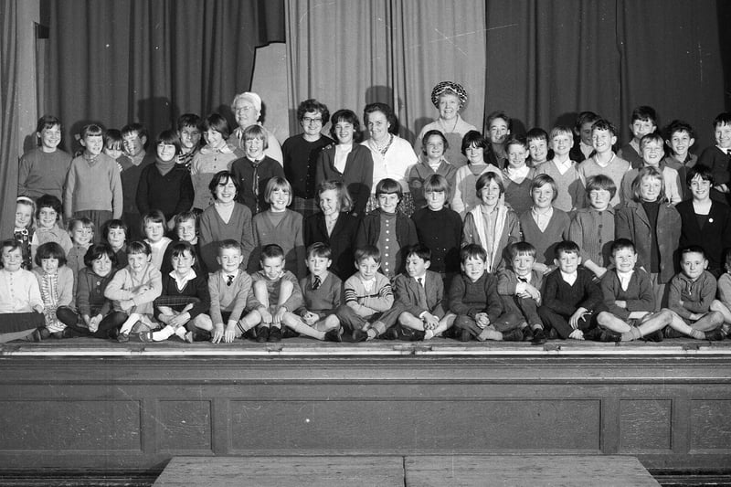 Children from Peffermill primary school at a Music Festival rehearsal in October 1964.