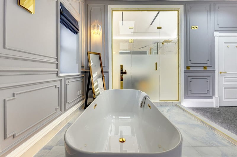 The luxurious bathroom in the Royal Enclosure apartment - fit for a King and Queen