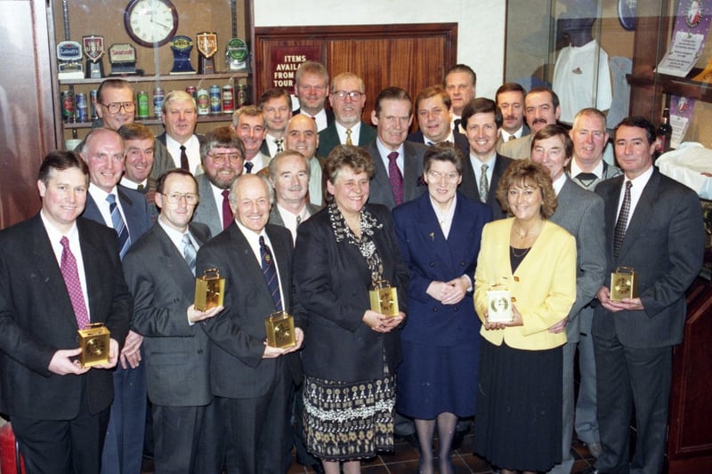 Meet the staff who were rewarded for giving 25 years service to the company.
Their awards were presented by Sir Paul Nicholson in December 1995.
