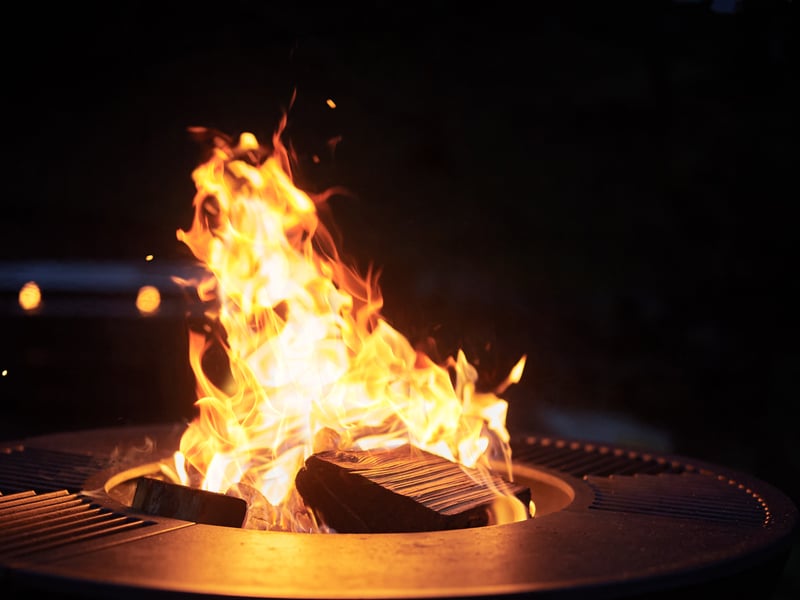 A firepit keeps things cozy outside.