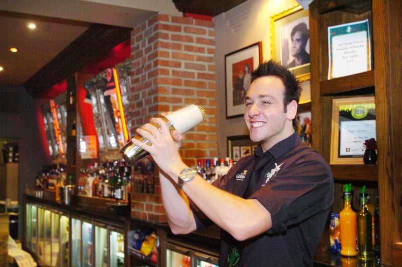 This keen worker was preparing the Cocktail of the Week at Paddy Whacks 15 years ago.