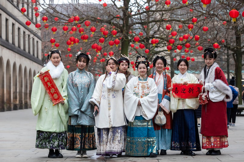 A group in traditional dress to mark Chinese New Year