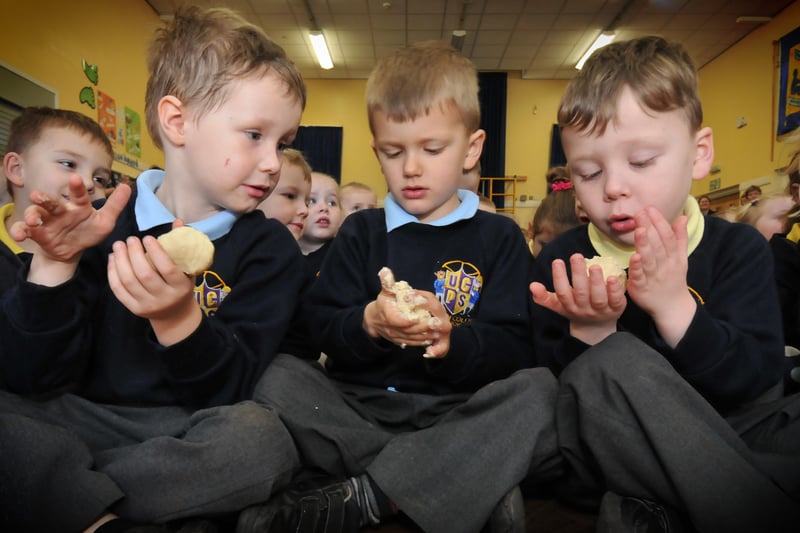 Pupils from Usworth Colliery Primary School were hoping to make a World Record ahead of World Book Day in 2014. 
They were taking part in a simultaneous international clay modelling session.