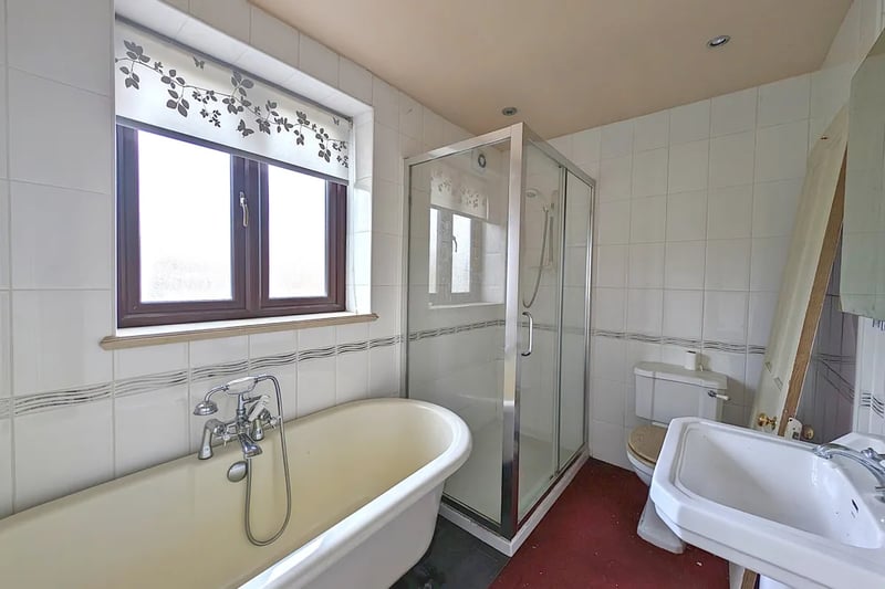 The property has one fitted family bathroom with a bath, separate shower, toilet and sink. Photo courtesy of Zoopla