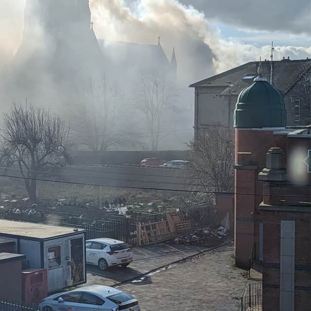Huge clouds of smoke have been reported near to St Bartholomew's Church in Armley with witnesses saying there has been a building fire.